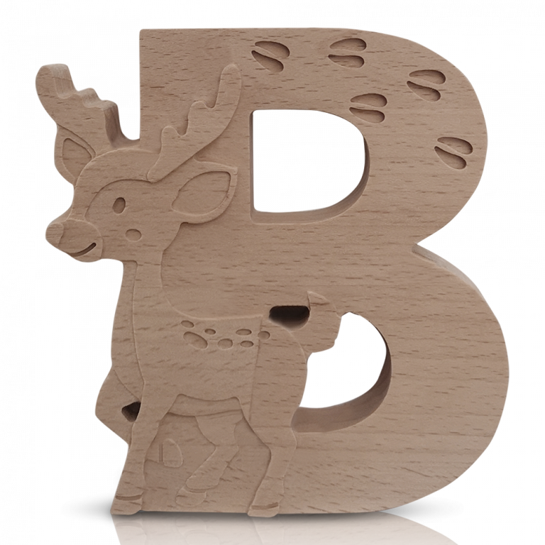 Houten letter B met een hertje